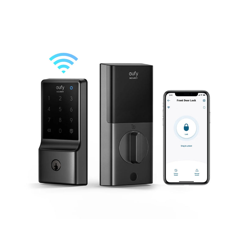 EUFY T8502 Smart Lock C210,Built-In Wi-Fi, IPX3 Waterproof, App remote control, key lock