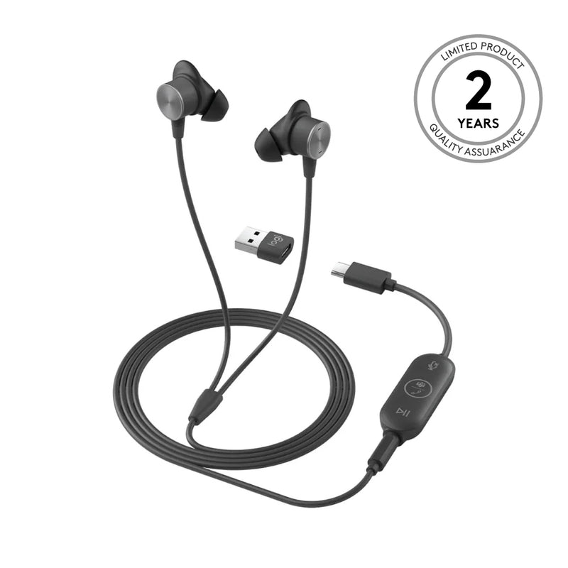LOGITECH Zone Wired Earbuds with Noise Cancelling Mic
