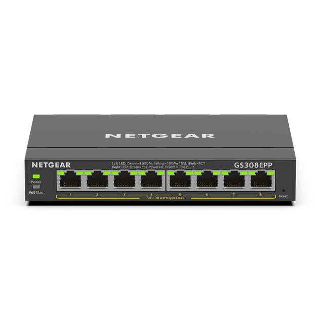 NETGEAR GS308EPP 8-Port Gigabit Ethernet Smart Managed Plus PoE Switch - with 8 x PoE+ @ 123W