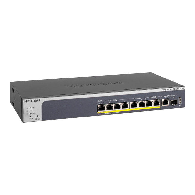 NETGEAR MS510TXPP 10-Port PoE 10G Multi-Gigabit Smart Switch - Managed, with 8 x PoE+ @ 180W, 1 x 10G, 1 x 10G SFP+, Desktop or Rackmount, and Limited Lifetime Protection