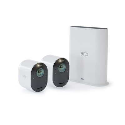ARLO Ultra VMS5240 - 4K UHD Wire-Free Security 2 Camera System | Indoor/Outdoor with Color Night Vision, 180° View, 2-Way Audio, Spotlight, Siren | Works with Alexa and HomeKit