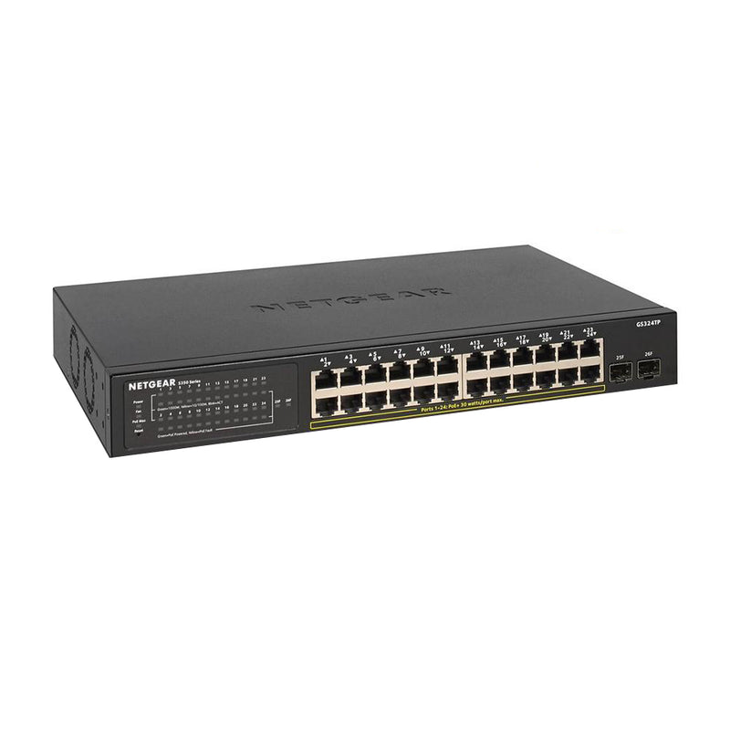 NETGEAR GS324TP 26-Port Gigabit Ethernet Smart Managed Pro PoE Switch - with 24 x PoE+ 190W, 2 x 1G SFP, Desktop/Rackmount, S350 series