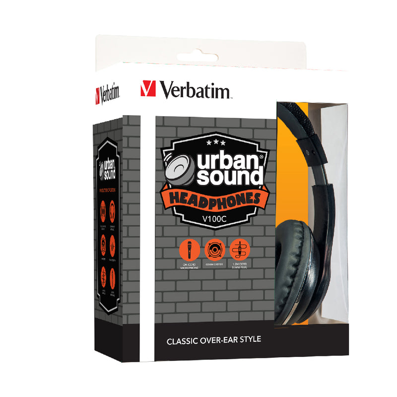 Verbatim Stereo Headphone Classic with Mic - Black_ 65066