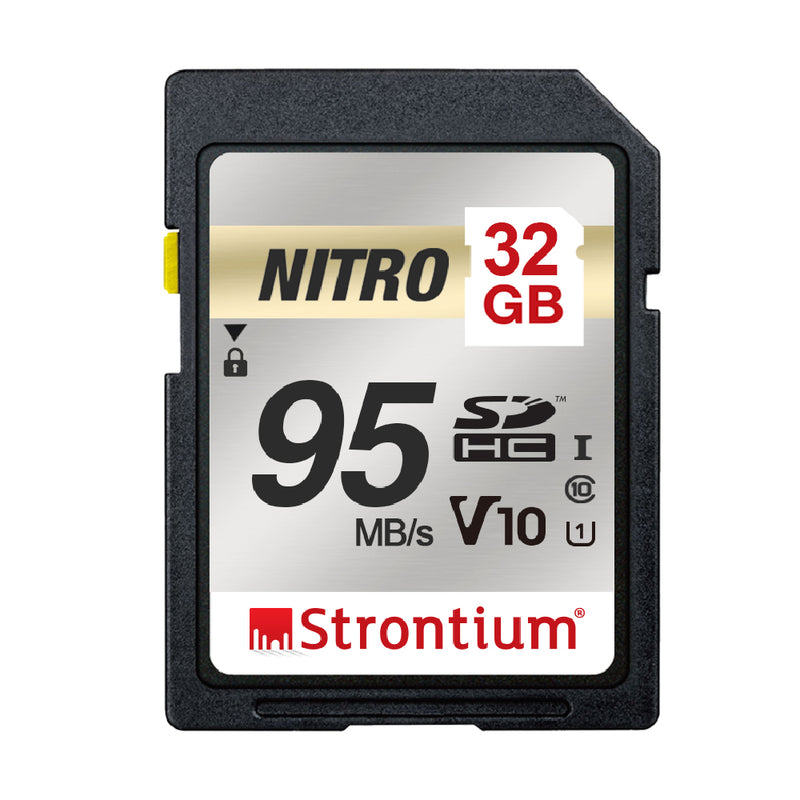 Strontium Nitro 32GB SD SDHC 95MB/s UHS-I U1 V10 Class 10 Flash Memory Card for Camera