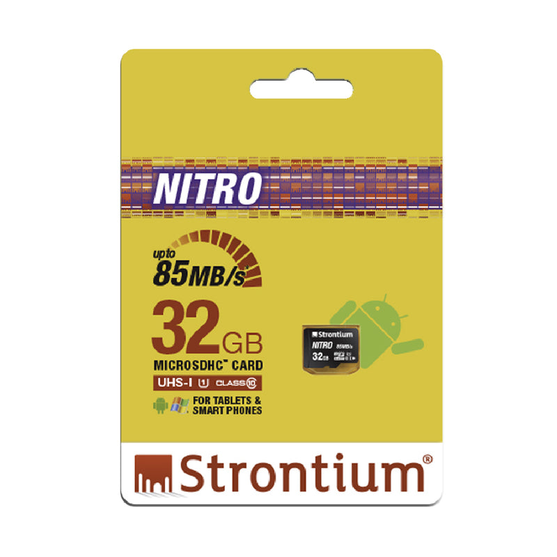Strontium Nitro (SRN32GTFU1QR) 32GB Micro SDHC Memory Card 85MB/s UHS-I U1 Class 10 High Speed for Smartphones/Tablets/Drones/Action Cams
