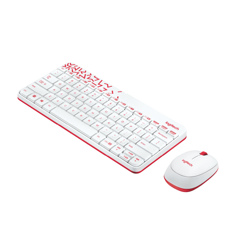 LOGITECH MK240 Wireless Keyboard and Mouse Combo (White/Vivid Red)