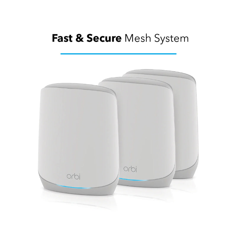 NETGEAR Orbi RBK763S 5.4Gbps Tri-band 3-Pack WiFi 6 Mesh System with 1-Year Armor