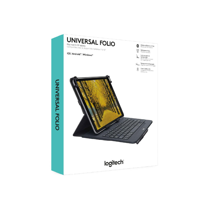 LOGITECH Universal Folio with Integrated Bluetooth 3.0 Keyboard for 9-10" tablets