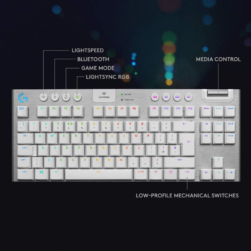 LOGITECH G915 TKL Tenkeyless LIGHTSPEED Wireless RGB Mechanical Gaming Keyboard - White