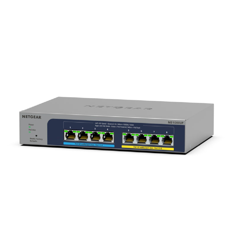 NETGEAR 8-Port Ultra60 PoE Multi-Gigabit Ethernet Plus Switch (MS108EUP) - Managed, with 4 x PoE++ and 4 x PoE+ @ 230W, Desktop or Wall Mount